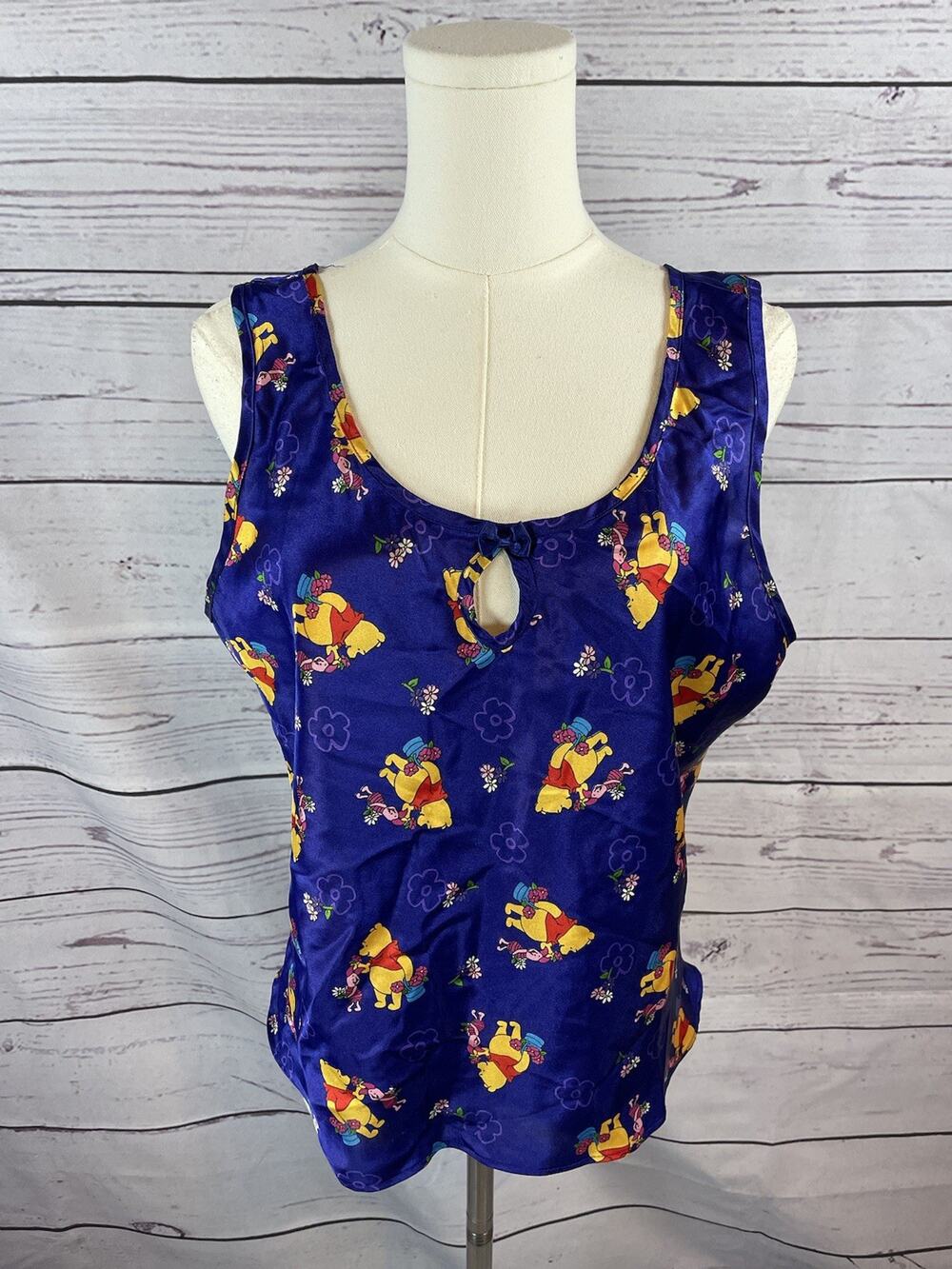 VTG 1990’s Disney Winnie The Pooh Piglet Tank Top L Blue Graphic Character Top